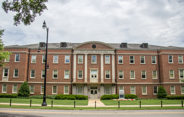 front of Gallalee Hall, a large brick building