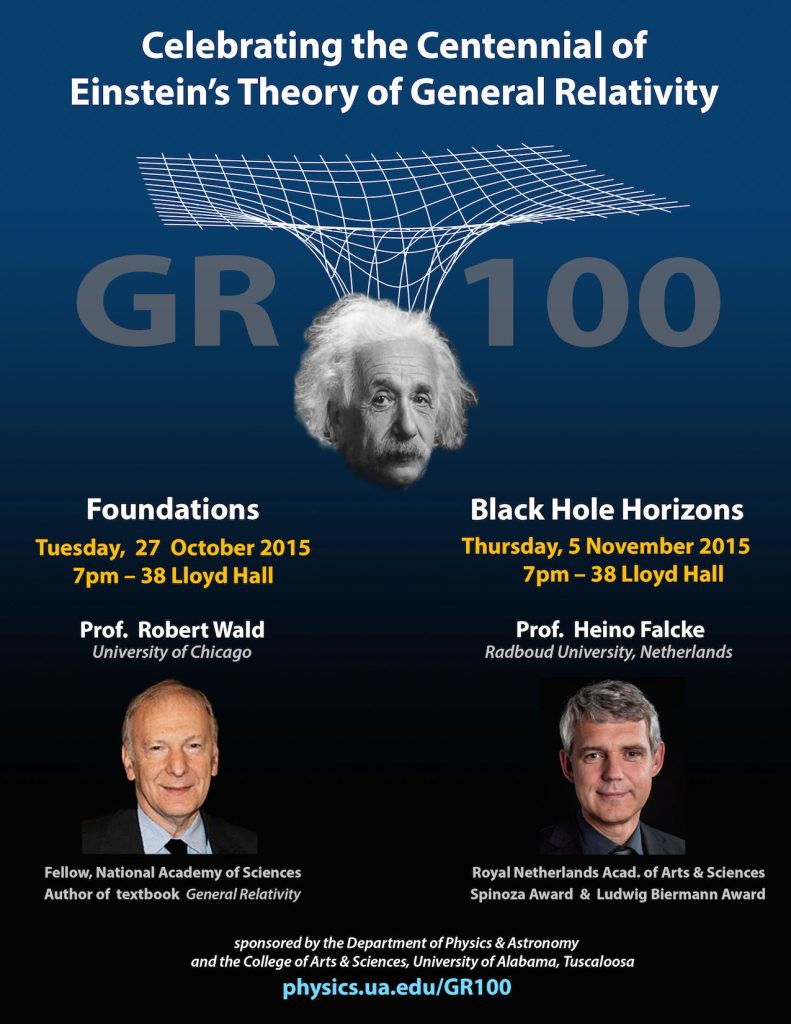 Poster for the Department of Physics and Astronomy's General Relativity Centennial Celebration