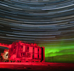 The Ice Cube Lab with star trails