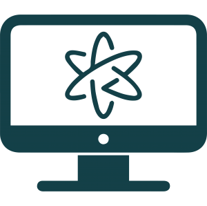 icon of an atom on a computer screen