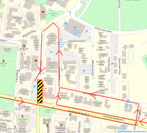 Map showing parking access from North end of Hackberry